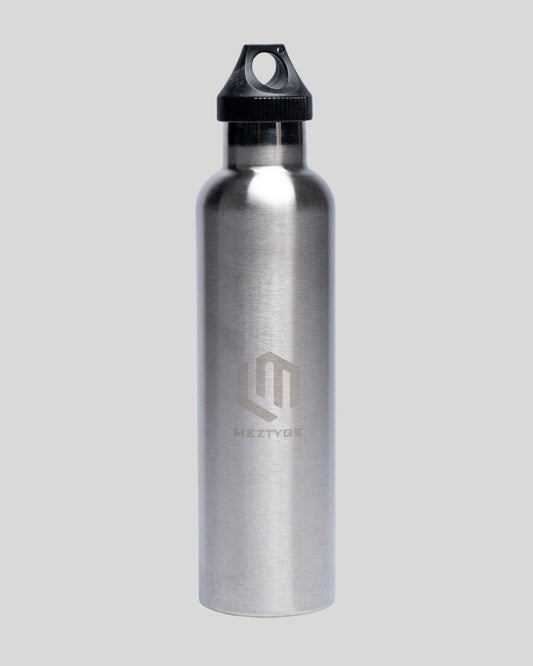 MEZTYGE 1L Isolierflasche aus Edelstahl – Silber – Für heiße & kalte Getränke