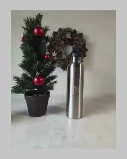 MEZTYGE 1L Stainless Steel Insulated Bottle – Silver – For Hot & Cold Drinks.